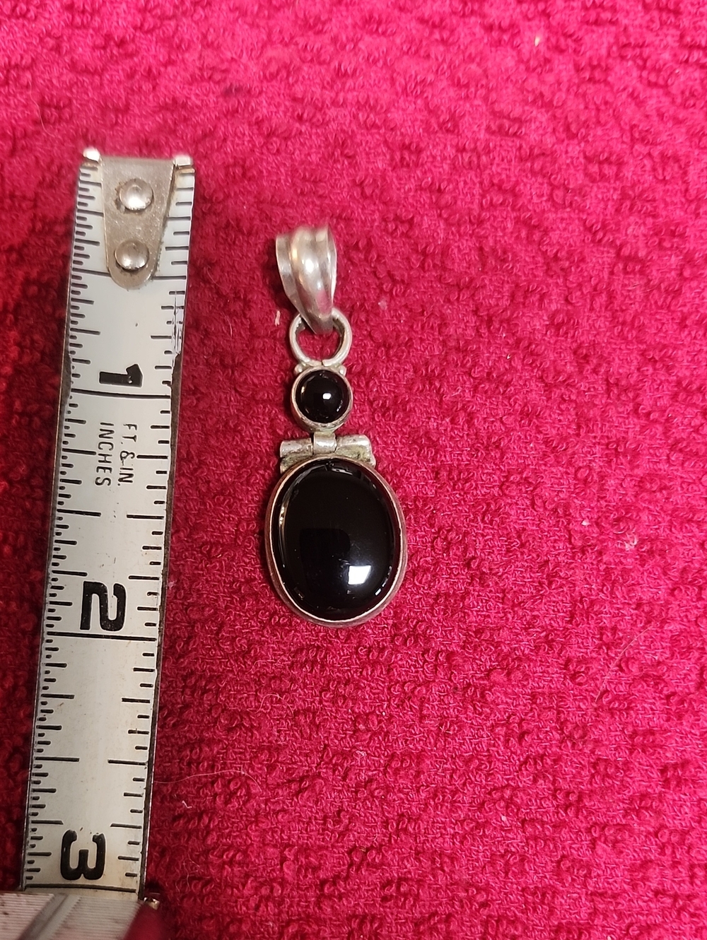 Sterling Silver Black Onyx Double-Stone Pendant
